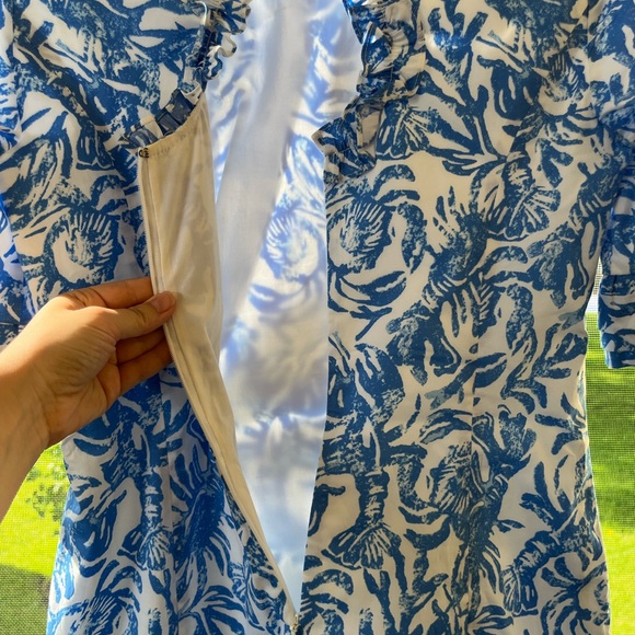 Lilly Pulitzer Ruffle Fiesta Stretch Dress On a Role Blue - Picture 9 of 10